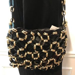 New Topshop gold, black & vegan leather hobo purse